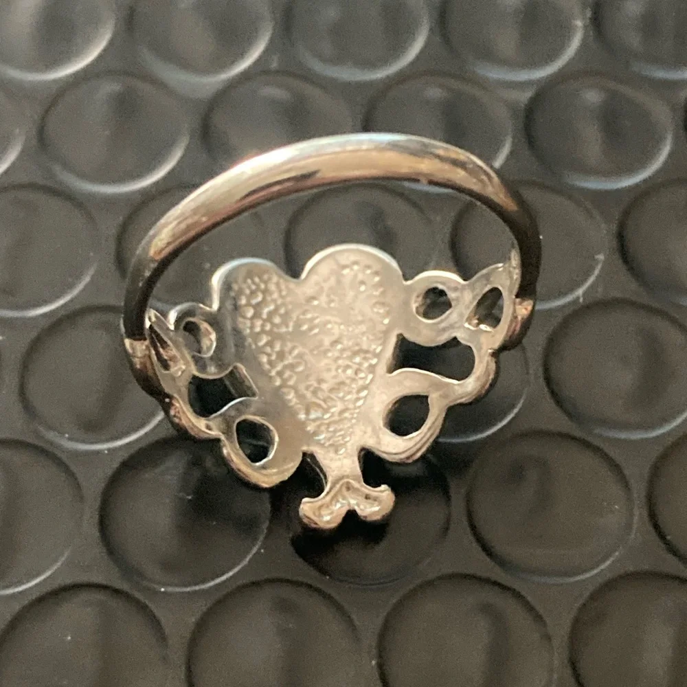 Silver Heart Inlay Ring with Turquoise and Coral Accents